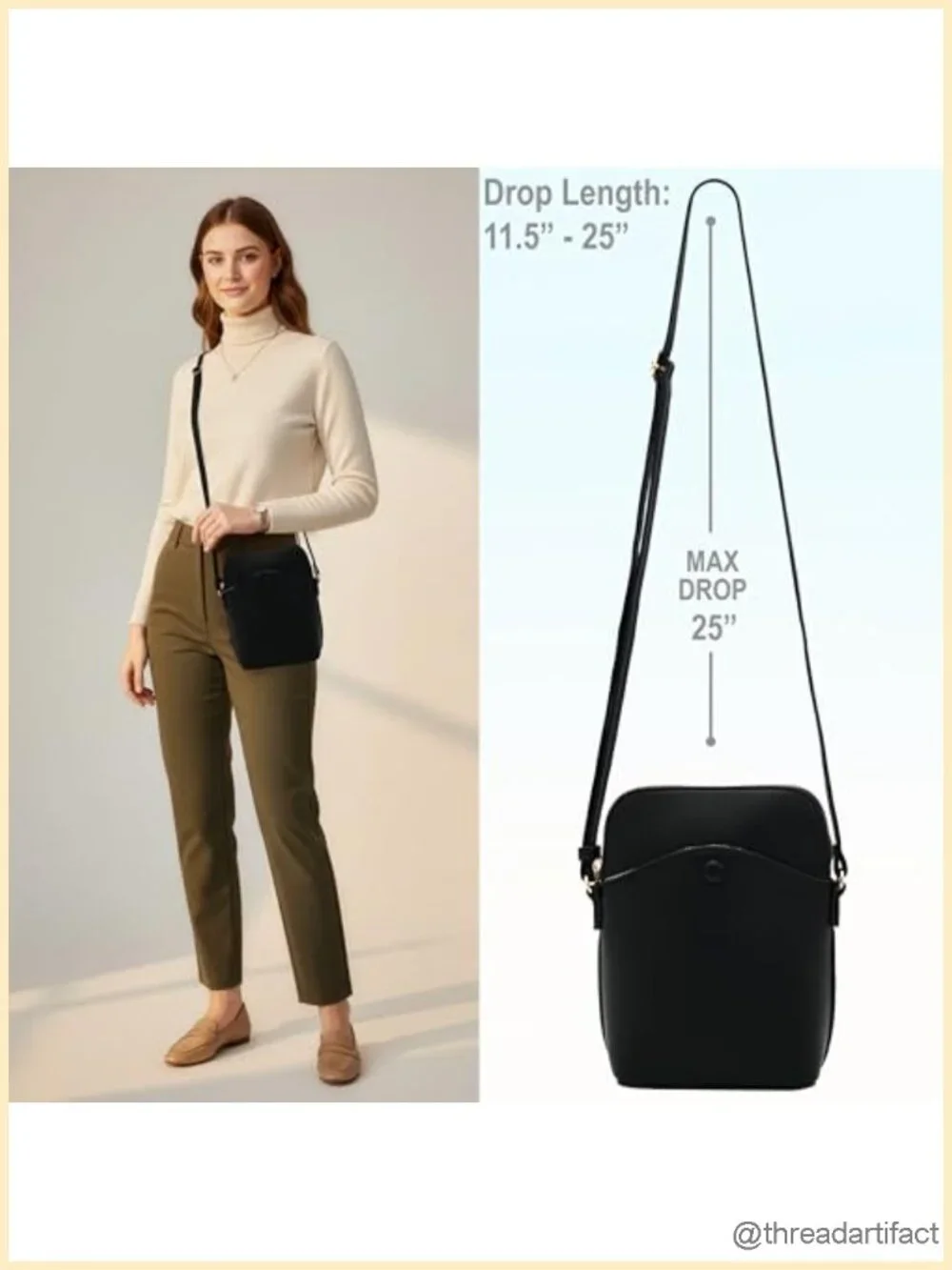 Mini Crossbody Bag with Gold Hardware, Adjustable Strap